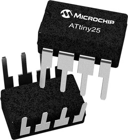 Фото 1/3 ATTINY25V-10PU, 8bit AVR Microcontroller, ATtiny25, 10MHz, 2 kB Flash, 8-Pin PDIP