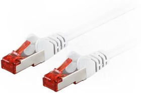 Фото 1/2 95471, Patch cord; S/FTP; 6; stranded; CCA; PVC; white; 0.5m; 27AWG