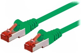 Фото 1/2 95454, Patch cord; S/FTP; 6; stranded; CCA; PVC; green; 0.25m; 27AWG