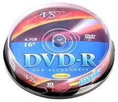 Фото 1/3 DVD-R Диски VS 4.7Gb, 16x, Cake Box 10шт. (20410)