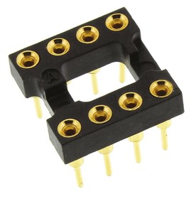 Фото 1/3 808-AG10D, 2.54mm Pitch Vertical 8 Way, Through Hole Turned Pin Open Frame IC Dip Socket, 3A