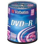 Оптический диск DVD-R VERBATIM 4.7Гб 16x, 100шт., cake box [43549]