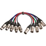 101-345-001, Male 3 Pin XLR to Female 3 Pin XLR Cable, Black, 0.25m
