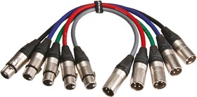 Фото 1/4 101-345-001, Male 3 Pin XLR to Female 3 Pin XLR Cable, Black, 0.25m
