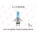 L11960B Лампа H19 12V 60/55W PU43t-3 SUPER WHITE