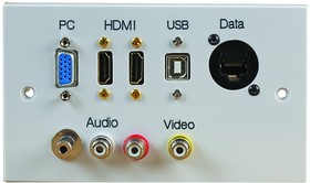 Фото 1/2 PELR0103, 2 Gang HDMI Wallplate with VGA, USB B, AV & RJ45 Ports