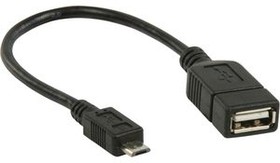 CCGP60515BK02, OTG Cable USB Micro-B Plug - USB-A Socket 200mm USB 2.0 Black