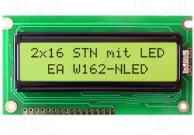 EA W162-NLED, LCD Character Display Modules & Accessories 16x2 dot-matrix LCD 66x17mm viewing area