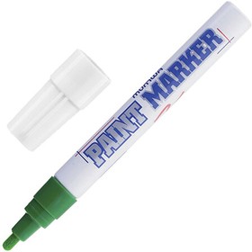 Фото 1/10 Маркер-краска лаковый (paint marker) MUNHWA, 4 мм, ЗЕЛЕНЫЙ, нитро-основа, алюминиевый корпус, PM-04