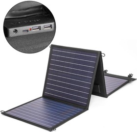 Солнечная батарея 80W 18V DC, Type-C PD 60W, USB QC3.0 18W, USB 12W, влагозащищенная, складная на 4 секции TOP-SOLAR-80