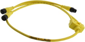 Фото 1/2 120068-0250, Y-SPLITTER CORD, M12 PLUG-2 X RCPT/31.5"