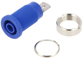 Фото 1/3 SEB 7080 Ni / BL, Blue Female Banana Socket, 4 mm Connector, 24A, 1000V, Nickel Plating