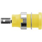 SEB 7077 Ni / GE, Yellow Female Banana Socket, 4 mm Connector, 24A, 1000V, Nickel Plating