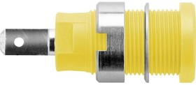 Фото 1/4 SEB 7077 Ni / GE, Yellow Female Banana Socket, 4 mm Connector, 24A, 1000V, Nickel Plating