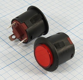 Переключатель кнопочный, d22, 12В, 10А, ON-OFF, ILкрасный, контакты 3T, KA22-11-12V-BR – купить оптом и в розницу