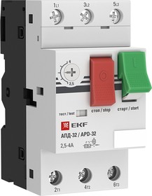 Фото 1/8 Выключатель автоматический для защиты двигателя АПД-32 2.5-4А EKF apd2-2.5-4.0