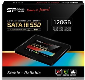 Фото 1/10 Накопитель SSD Silicon Power SATA-III 120GB SP120GBSS3S55S25 Slim S55 2.5"