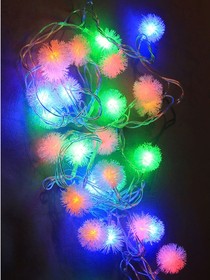 Фото 1/6 Светодиодная гирлянда 30 светодиодов, шарики мультиколор, 4,4м, KOC_GIR30LEDRUBBALL1