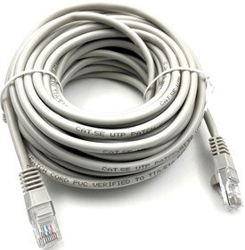 Фото 1/7 Патч-корд Buro UTP-5E-15M-G литой (molded), UTP, кат.5E, 15м, 4 пары, 26AWG, алюминий омедненный, многожильный, серый