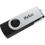 Флешка USB NETAC U505 16ГБ, USB3.0, черный и серебристый [nt03u505n-016g-30bk]