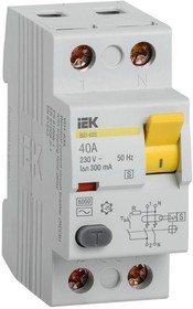 Фото 1/2 Выключатель дифференциального тока (УЗО) 2п 40А 300мА тип ACS ВД1-63S IEK MDV12-2-040-300