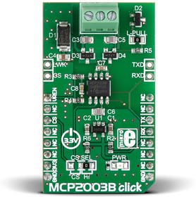 Фото 1/5 MIKROE-2227, MCP2003B click MCP2003B Development Kit for MikroBUS MIKROE-2227