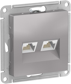 Фото 1/7 Розетка компьютерная 2-м AtlasDesign RJ45 кат.5E механизм алюм. SE ATN000385