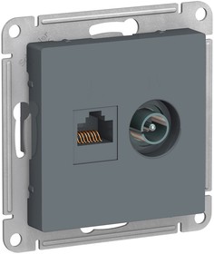 Фото 1/10 AtlasDesign Грифель Розетка 2-ая комп+TV, RJ45+TV, кат.5E, механизм | ATN000789 | SE