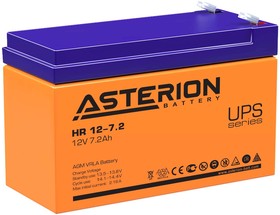 Asterion HR 12-7.2 F1, Аккумуляторная батарея Asterion (Delta) HR 12-7.2 12В/7,2Ач, клемма F1 (151х65х94мм (100мм); 2,5кг; Срок службы 8лет)