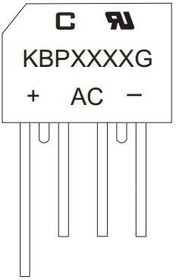 KBPC2506W-G, Rectifier Bridge Diode Single 600V 25A 4-Pin Case KBPC-W Tray