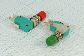 Переключатель кнопочный, d12, 220В, 5.0А, ON-(ON), красный, контакты 3C, DS-438 – купить оптом и в розницу