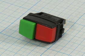 Фото 1/3 Переключатель кнопочный, 220В, 10А, 1-ON-1ON, 1красный1зеленый, контакты 3T, R13-526CGR