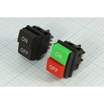 Переключатель кнопочный, 30x22, 220В, 14А, OFF-ON, красный/зеленый, контакты 4T, JD03-C1