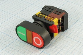 Фото 1/4 Переключатель кнопочный, d22, 600В, 10А, (N/O-N/C), ILзеленый/красный, контакты 6C, 3SA12-22E