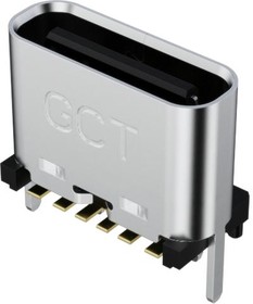 USB4140-GF-0170-C, USB Connectors USB C Rec GF Vert 6P SMT 1.7mm TH stakes H 6.5mm