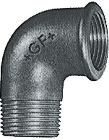 Фото 1/2 770092203, Galvanised Malleable Iron Fitting, 90° Elbow, Male BSPT 3/8in to Female BSPP 3/8in