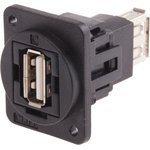 Straight, Panel Mount, Socket Type A to A 2.0 USB Connector