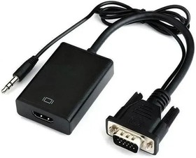 Переходник аудио-видео PREMIER 5-982-0.15, VGA (m) - HDMI (f) , Jack 3.5 (f), 0.15м, черный
