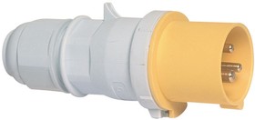 Фото 1/2 2137, IP44 Yellow Cable Mount 2P + E Industrial Power Plug, Rated At 32A, 110 V