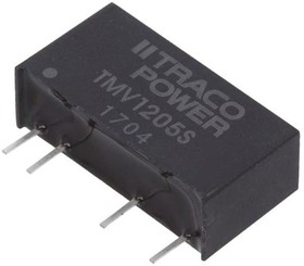 Фото 1/6 TMV 1205S, Isolated DC/DC Converters - Through Hole 1W 10.8-13.2Vin 5V 200mA SIP Unregulated