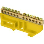sn0-63-12- dz, Zero bus N 6x9 12 holes yellow insulator on a brass DIN rail PROxima