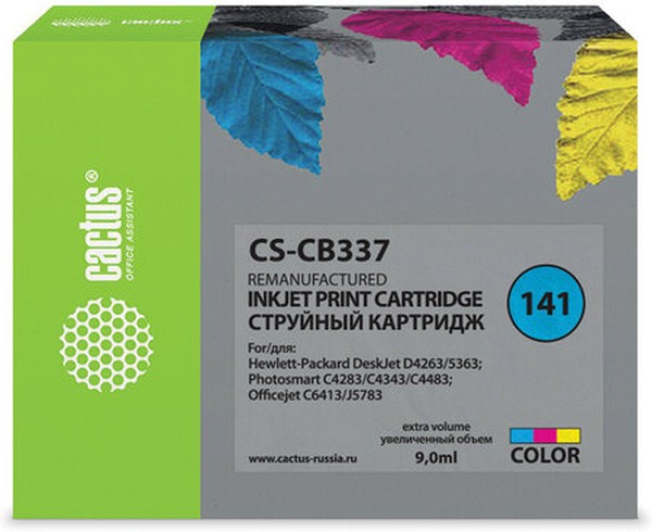 CSCB337, Картридж струйный Cactus CS-CB337 №141 многоцветный (9мл) для ...