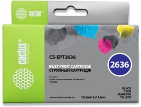 Фото 1/5 Картридж струйный Cactus CS-EPT2636 многоцветный для Epson Expression Home XP-600/605/700 Комплект 5