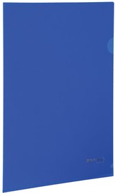 Фото 1/7 Папка-уголок жесткая, непрозрачная BRAUBERG, синяя, 0,15 мм, 224880