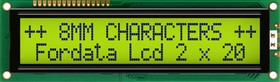 Фото 1/3 FC2002C00-FHYYBW-51SE FC Alphanumeric LCD Alphanumeric Display, Green, Yellow on Yellow-Green, 2 Rows by 20