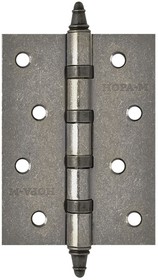 Фото 1/5 Петля дверная универсальная НОРА-М 4"-4ВВ (100*75*2,5) с колп. - Застаренное серебро