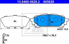 Фото 1/4 13046056282, Колодки тормозные дисковые задн, SUBARU: IMPREZA седан 2.0 i R 00-, IMPREZA универсал 2.0/2.0 i R 00