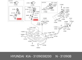 Фото 1/2 3109038200, Фильтр топливный сетка HYUNDAI SONATA V (NEW EF)/KIA MAGENTIS /OPIRUS