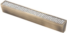 Ручка-скоба с кристаллами 128 мм, Д140 Ш22 В17, античная бронза CRL06-128 BA