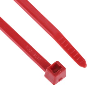 Фото 1/3 111-04804 T50R-PA66-RD, Cable Tie, 200mm x 4.6 mm, Red Polyamide 6.6 (PA66), Pk-100